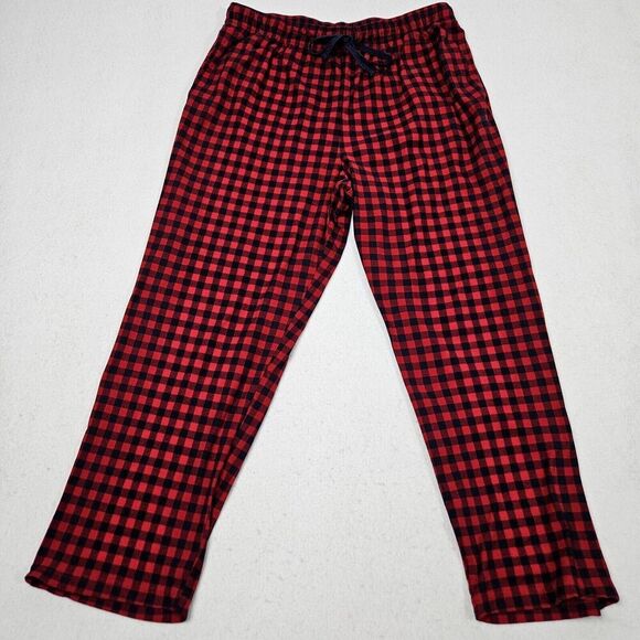 Nautica Sleepwear Pajama Pants Size Large Red Black Buffalo Plaid Warm Flannel - Picture 1 of 8